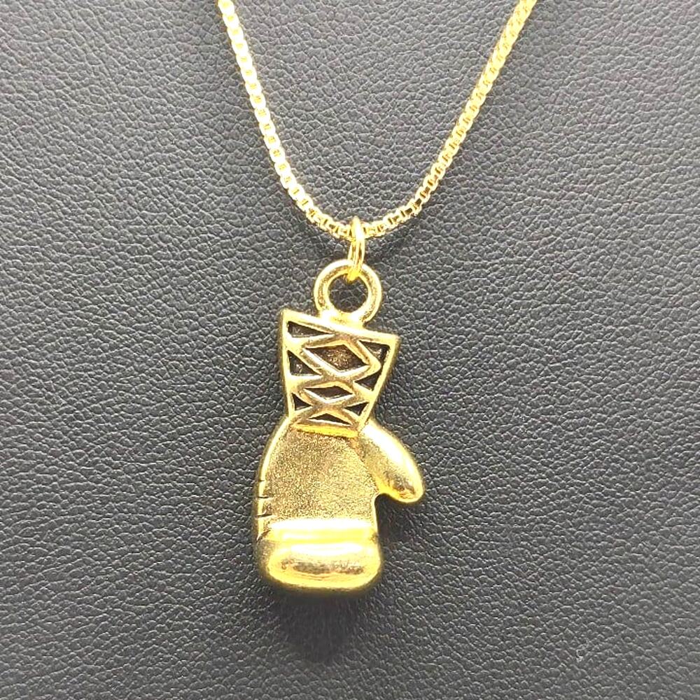 18k Gold Plated Necklace Boxing Gloves Box Chain Valentines Birthday Gift -New!